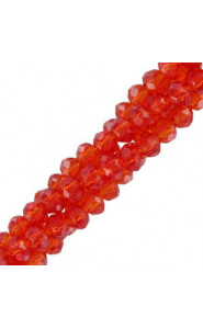 Faceted glass beads 3x2mm disc - Fiery red-pearl shine coating